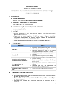 1 MINISTERIO DE DEFENSA PROCESO CAS N&deg; 078-2014