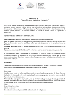 Llamado: 03/14 &ldquo;Asesor T&eacute;cnico en Seguimiento y - MGAP