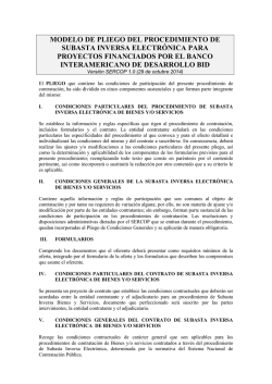 modelo de pliego del procedimiento de subasta inversa electr&oacute;nica