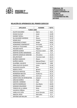 Aprobados Primer Ejercicio - Ministerio de Econom&iacute;a y Competitividad