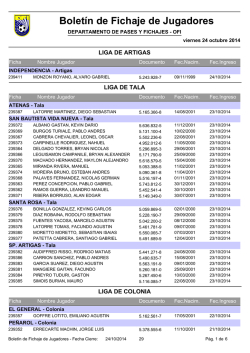 Bolet&iacute;n Fichajes OFI al 24/10/2014