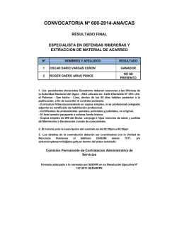 convocatoria n&ordm; 600-2014-ana/cas - Autoridad Nacional del Agua