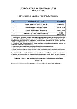 CONVOCATORIA N&ordm; 578-2014-ANA/CAS