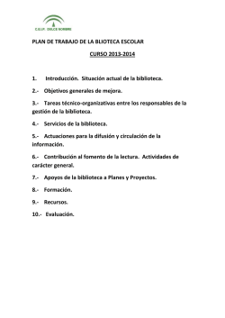 PLAN DE TRABAJO DE LA BLIOTECA ESCOLAR CURSO 2013