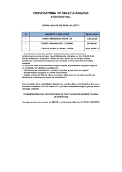 CONVOCATORIA N&ordm; 584-2014-ANA/CAS