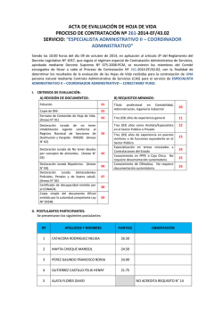 acta de evaluaci&oacute;n de hoja de vida proceso de contrataci&oacute;n n&ordm; 261