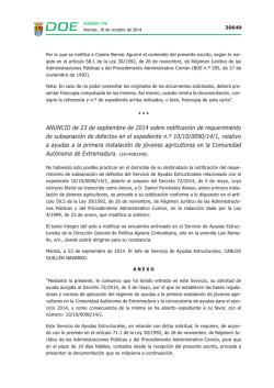 Anuncio de 23 de septiembre de 2014 sobre notificaci&oacute;n de
