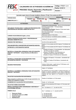 CALENDARIO DE ACTIVIDADES ACAD&Eacute;MICAS PROCESO - FESC