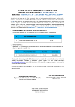 acta de entrevista personal y resultado final proceso de contrataci&oacute;n