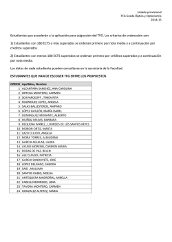 Asignaci&oacute;n provisional TFG. Grado en &Oacute;ptica y Optometr&iacute;a