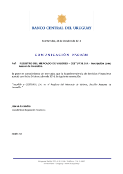 C O M U N I C A C I &Oacute; N    N&deg;2014/180