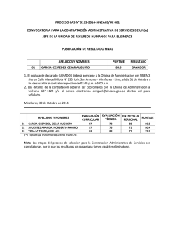 PROCESO CAS N&deg; 0113-2014-SINEACE/UE 001 CONVOCATORIA