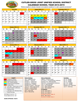 CUTLER-OROSI JOINT UNIFIED SCHOOL DISTRICT CALENDAR