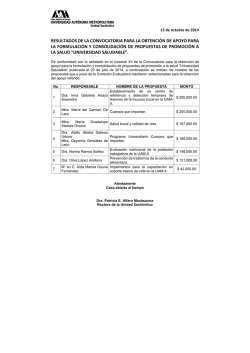 RESULTADOS DE LA CONVOCATORIA PARA - UAM Xochimilco