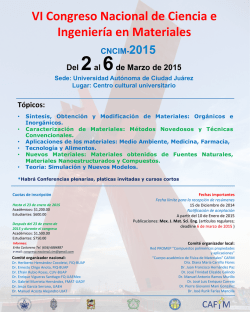 VI Congreso Nacional de Ciencia e Ingenier&iacute;a en Materiales CNCIM