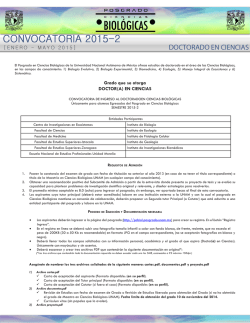 Convocatoria de Ingreso Doctorado 2015-2 - Posgrado en Ciencias