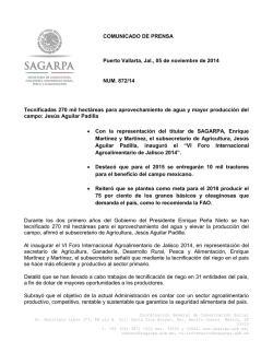 COMUNICADO DE PRENSA Puerto Vallarta, Jal., 05 de - Sagarpa