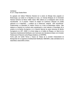 Semblanza M. en C. Sergio Sarabia Mor&aacute;n Es egresado - Conacyt