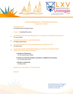 Androlog&iacute;a y Disfunci&oacute;n Sexual - Sociedad Mexicana de Urolog&iacute;a AC