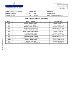A&ntilde;o Acad&eacute;mico 2014/2015 RELACI&Oacute;N DE TUTORES/AS DEL