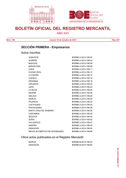 Sumario del BORME n&uacute;m 198 de Jueves 16 de octubre de - BOE.es