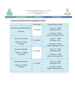 Aranceles/ Derechos de Escolaridad A&ntilde;o 2015: