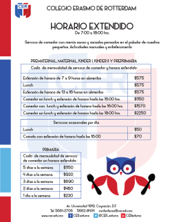 horario extendido - Colegio Erasmo de Rotterdam