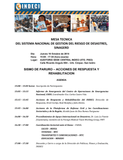 Agenda Mesa T&eacute;cnica 16 Octubre 2014 - Indeci