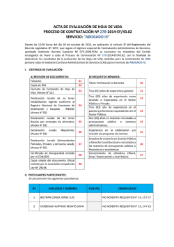 acta de evaluaci&oacute;n de hoja de vida proceso de contrataci&oacute;n n&ordm; 278