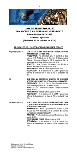 LISTA DE PROYECTOS DE LEY H.D. ADOLFO T. VALDERRAMA R