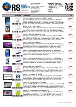 TARIFA ACTUAL - RS MicroSistemes, SL