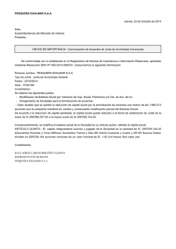 PESQUERA EXALMAR S.A.A. Jueves, 23 de Octubre de 2014 Sres