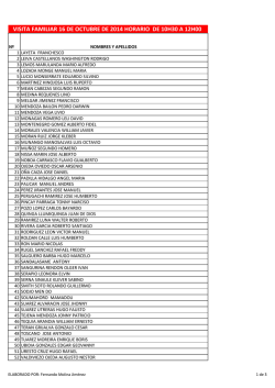visita familiar 16 de octubre de 2014 horario de 10h30 a 12h00