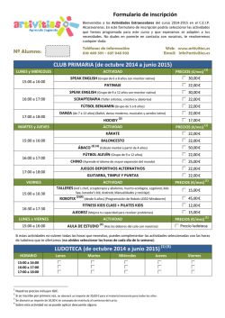 Hoja Inscripci&oacute;n - Primaria - CEIP Alcaravaneras