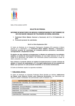 BOLET&Iacute;N DE PRENSA INFORME DE MONITOREO DE MEDIOS