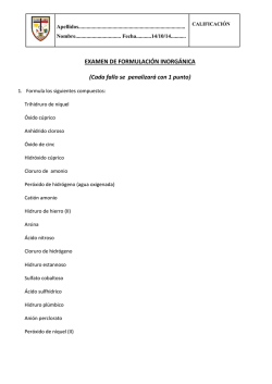 EXAMEN DE FORMULACI&Oacute;N INORG&Aacute;NICA (Cada fallo se
