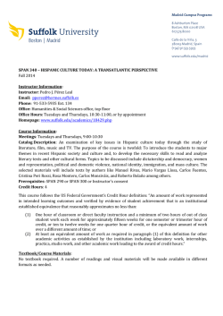 SPAN 340 &ndash; HISPANIC CULTURE TODAY: A - Suffolk University