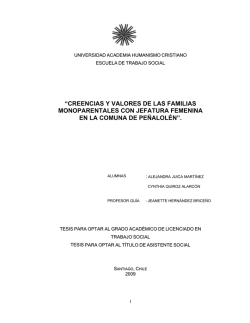 &ldquo;creencias y valores de las familias monoparentales con jefatura