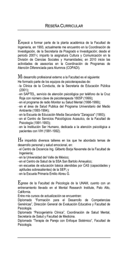 RESE&Ntilde;A CURRICULAR Empec&eacute; a formar parte de la planta