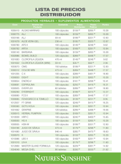 LISTA DE PRECIOS DISTRIBUIDOR - Mi Sitio Sunshine