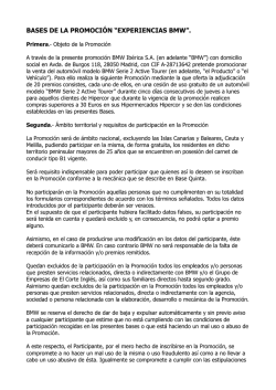 BASES DE LA PROMOCI&Oacute;N &ldquo;EXPERIENCIAS BMW&rdquo;. - Hipercor