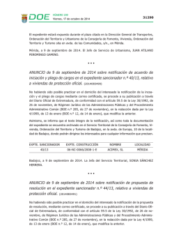 Anuncio de 9 de septiembre de 2014 sobre notificaci&oacute;n de acuerdo