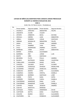LISTADO DE NI&Ntilde;OS (AS) ADMITIDOS PARA CURSAR EL GRADO
