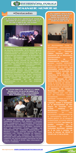 SEMANARIO MUNICIPAL - Municipalidad de San Miguel de Tucum&aacute;n
