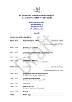 Fit for Health 2.0 - International Training for the Exploitation of EU