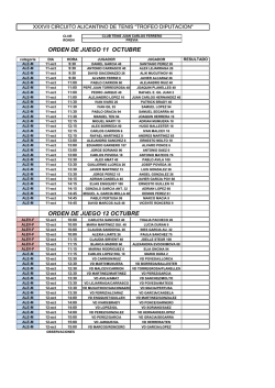 ORDEN DE JUEGO ALEVIN C.T. JUAN CARLOS FERRERO 11 Y
