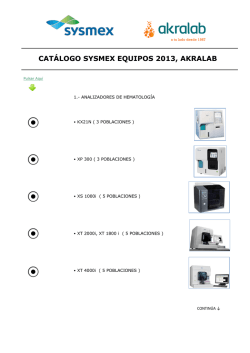 CAT&Aacute;LOGO SYSMEX EQUIPOS 2013, AKRALAB
