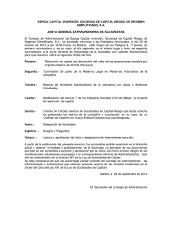 ESPIGA INVERSI&Oacute;N, SOCIEDAD DE CAPITAL RIESGO, S