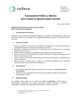 Convocatoria P&uacute;blica y Abierta para ocupar la siguiente plaza - CFC