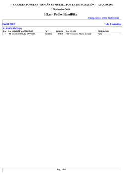 Clasificaci&oacute;n Hand-Bike - YouEvent